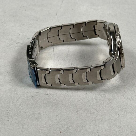 Pulsar Watch Mens 38mm Date Blue Dial Silver Tone 8" Rotating Bezel New Battery - Picture 5 of 10